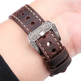 Vintage Cowhide Leather Watchband – 20mm/22mm Genuine Leather Strap for Amazfit GTR and Huawei Watches, Brown and Black