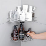 Punch-Free Wall-Mounted Corner Shelf: Bathroom and Kitchen Corner Storage Iron Rack