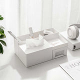 Versatile Office Organizer: Ideal for Living Room Coffee Tables, with Multi-Grid Paper Dispenser and Cosmetic Storage