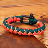 Men's U-Shape Survival Bracelet – Handwoven Reverse Scale Rope with Black Stainless Steel Sport Buckle