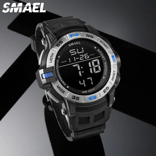 Luxury Men's Fashion Sports Watch, Waterproof Digital Display with Week and Date, Casual Military Style