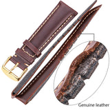 Genuine Leather Watch Strap – Black & Dark Brown Bands for Men & Women | 18mm to 24mm with Polished Buckle