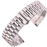 Stainless Steel Watch Band: Polished Silver Bracelet, Available in 16mm, 18mm, 20mm, 21mm, 22mm for Men and Women