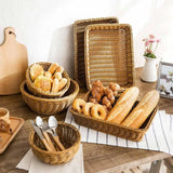 Rattan Bread Basket: Versatile Storage Solution for Food, Fruit, and Vegetables, Ideal for Supermarket and Restaurant Displays