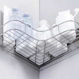 Punch-Free Wall-Mounted Corner Shelf: Bathroom and Kitchen Corner Storage Iron Rack