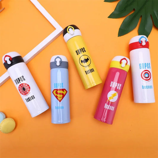 400ml Heroes Insulated Sports Water Bottle - Stainless Steel Vacuum Flask, Travel-Friendly Thermos Mug