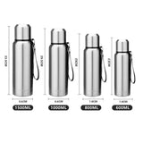 Portable Stainless Steel Thermos Vacuum Flask – Insulated Water Bottle with Filter for Outdoor Use | Available in 600ML, 800ML, 1000ML, and 1500ML Sizes for Coffee and Beverages