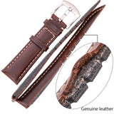 Genuine Smooth Leather Watchbands – Available in Black and Dark Brown, Sizes 18mm to 24mm | Strap with Stainless Steel Silver Buckle