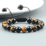 Men's Blue Tiger Eye Bracelet – Adjustable Braided Onyx Beads | High-Quality Minimalist Pulsera