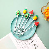 Cartoon Stainless Steel Fruit Fork Set: Lovely Mini Salad Forks with Cute Children's Fruit Designs, Ideal for Desserts and Snacks