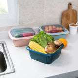 Plastic Double-Layer Vegetable Basket with Lid for Kitchen Sink Organization