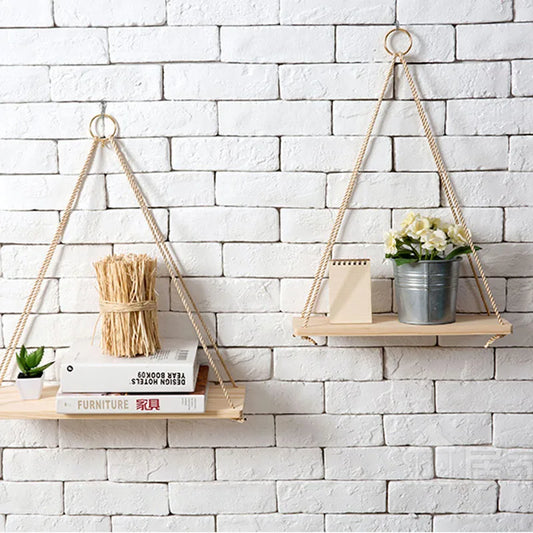 Wooden Hanging Planter Tray: Wall-Mounted Shelf, Minimalist Design for Indoor/Outdoor Display