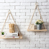 Wooden Hanging Planter Tray: Wall-Mounted Shelf, Minimalist Design for Indoor/Outdoor Display