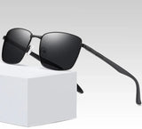 Men's Square Polarized Sunglasses: Rectangle Metal Sun Glasses, High-Quality UV400 Driving Shades