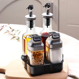 360° Rotating Condiment Set: Glass Cruet Seasoning Jar, BBQ Pepper & Salt Shakers, Paprika Bottle