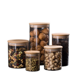 Glass Food Container with Bamboo Lid: Sealed Container for Grains, Coffee Beans, and Kitchen Organization