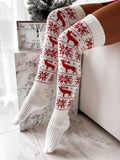 Christmas Thigh-High Women's Socks: Snowflake Knit, Warm Over-The-Knee Winter Stockings