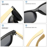 Square Bamboo Wood Polarized Sunglasses for Men: Fashionable Sun Glasses for Women, High-Quality Anti-glare Shades for Outdoor Travel