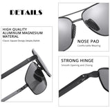 High-Quality Rectangle Polarized Sunglasses for Men: Aluminum Magnesium Sun Glasses, Black Driving Shades with UV400 Protection