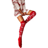 Christmas Thigh-High Women's Socks: Snowflake Knit, Warm Over-The-Knee Winter Stockings