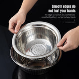 Stainless Steel Vegetable Washing Basket: Round Sieve for Washing and Draining Rice