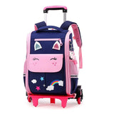 Adorable Kids' Wheel Backpack - 3D Cartoon School Backpack for Girls - Trolley School Bag with 6 Wheels, including a Cute Kawaii Book Bag