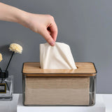 Nordic Style Bamboo Tissue Box: Creative Household Solution for Living Room or Restaurant, with Transparent Storage