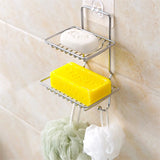 Wall-Mounted 2-Layer Soap Dish with Drain: Bathroom and Kitchen Storage Basket for Accessories