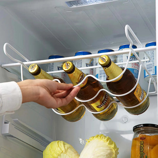 Iron Bottles Storage Rack: Kitchen Refrigerator Shelf Divider Hanging Organizer