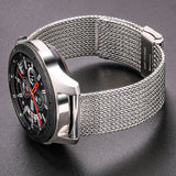 Stainless Steel Milanese Loop Watch Strap – Sleek Silver & Black Replacement Bracelet for Men & Women | 16mm, 18mm, 20mm, 22mm