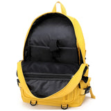 Waterproof School Backpack with USB Port: Large Yellow and Black Book Bag Suitable for Teenage Boys and Girls