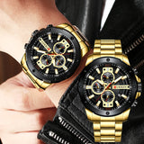 CURREN Men's Military Chronograph Watch: Stainless Steel, Quartz, Sporty, Waterproof