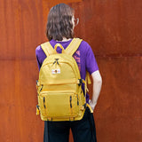 Waterproof School Backpack with USB Port: Large Yellow and Black Book Bag Suitable for Teenage Boys and Girls