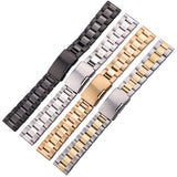 Unisex Stainless Steel Watch Band – Metal Straight End Bracelet in Gold, Silver, Black | Replacement Strap for Wristwatches