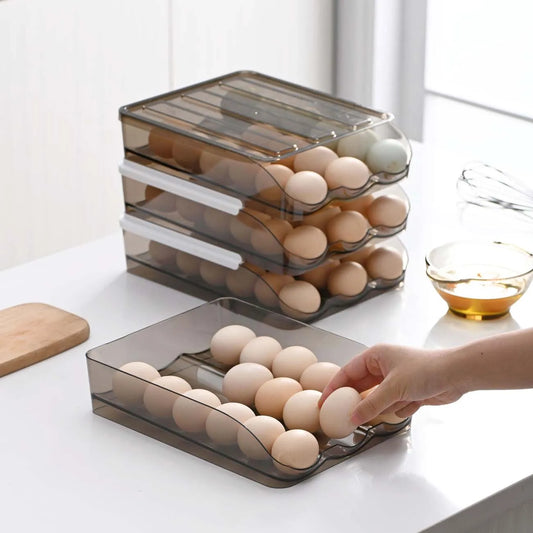 Rolling Egg Box Holder: Drawer-Type Refrigerator Fresh-Keeping Rack for Kitchen