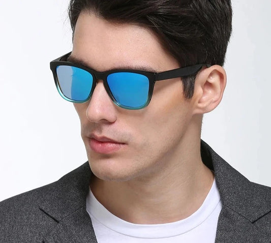 Men Timeless Square Polarized Sunglasses: Fashionable Mirror Blue Sun Shades for Men and Women, Reduce Glare for Driving and Outdoor UV400 Protection