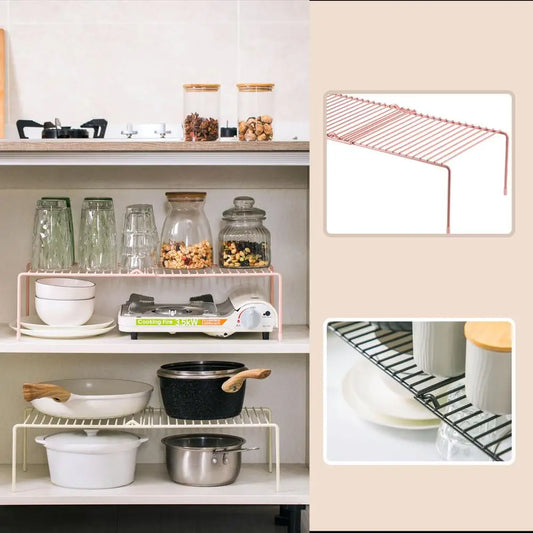 Adjustable Metal Storage Rack: Multifunctional Household Organizer for Kitchen, Bathroom, and Cabinet Storage