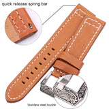 Carved Pattern Genuine Leather Watchbands with Buckle, 4 Colors Cowhide Strap Bracelet, Watch Accessories in 20mm, 22mm, 24mm