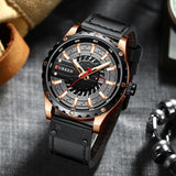 CURREN Men's Luxury Fashion Quartz Wristwatch with Leather Strap, Casual Business Style, Luminous Hands, Male Clock Accessory