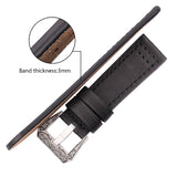 Carved Pattern Genuine Leather Watchbands with Buckle, 4 Colors Cowhide Strap Bracelet, Watch Accessories in 20mm, 22mm, 24mm