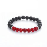 7 Chakra Natural Stone Bracelet – Black Matte Lava Beads for Healing & Balance