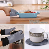 6-Piece Set of Extra Long Heat-Resistant Silicone Oven Mitts and Pot Holders, Kitchen Gloves for Baking and Cookin