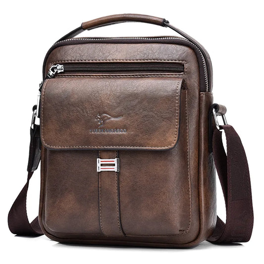 Kangaroo Luxury Men's Shoulder Bag: Vintage Leather Messenger, Split Leather Crossbody