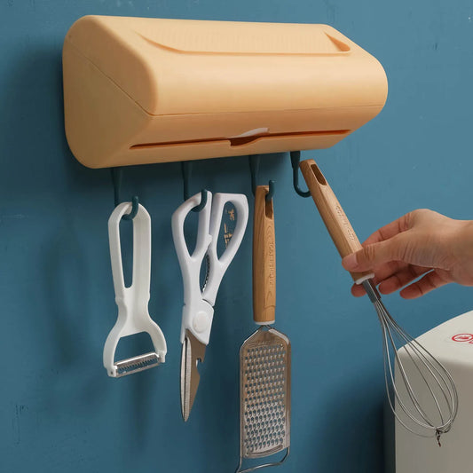 Wall-Mounted Plastic Wrap Box: Convenient Kitchen Organizer for Paper Towels and Rags