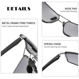 Premium Rectangular Polarized Sunglasses for Men: Luxurious Rimless Design with Ultra-Light TR90 Frame, Ideal for Driving and as Stylish Eyeglasses