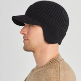 Men's Winter Knitted Ear Protection Hat: Stylish and Warm Peaked Cap (56-61CM)