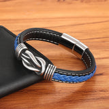 Men's Irregular Leather Bracelet – Stainless Steel Accents with Velvet Bag | Birthday Charm Jewelry Gift