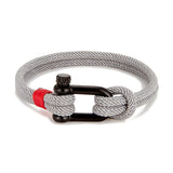 Men's Black Stainless Steel U-Shape Survival Bracelet – Outdoor Camping Rescue Rope with Emergency Shackle