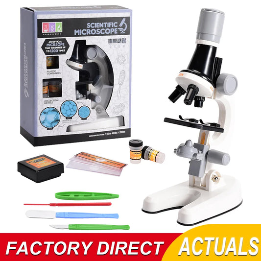 Children's Microscope Biology Lab: LED 1200x Zoom, School Science Experiment Kit, Educational Scientific Toys, Perfect Gifts for Young Scientists