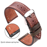 Genuine Cowhide Leather Watchbands – Vintage Straps in 4 Colors for Men & Women | 18mm, 20mm, 22mm, 24mm Compatible with Galaxy S3